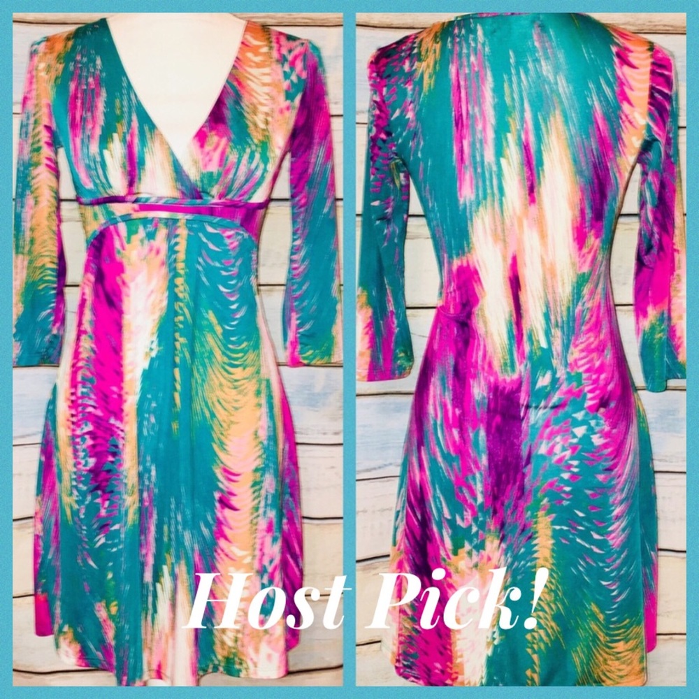 🌟HP🌟Raindrops By Papillon Watercolor Dress Sz S